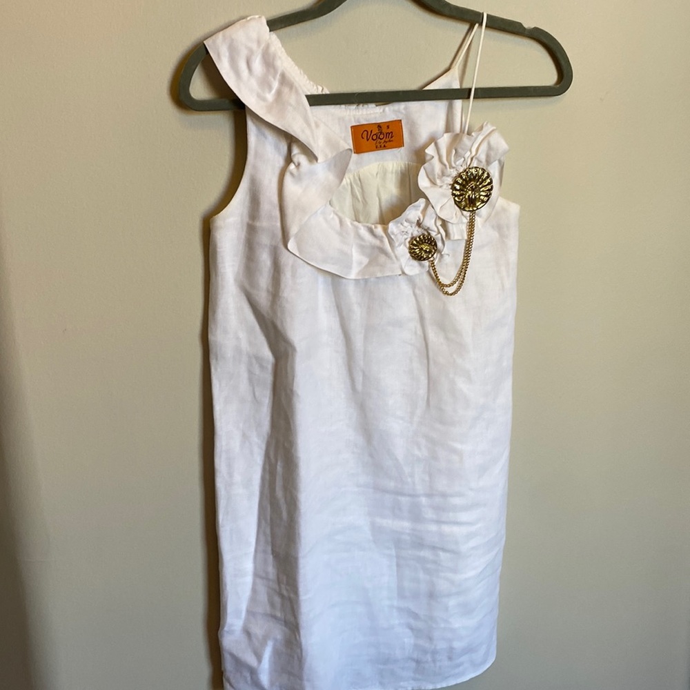Voom white linen mini dress